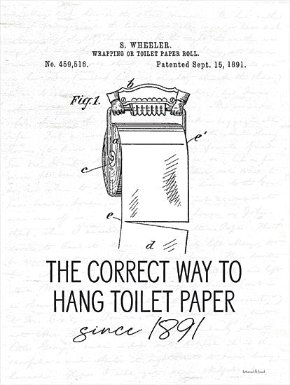 lettered & lined LET144 - LET144 - Correct Way to Hang Toilet Paper - 12x16 Correct Way to Hang Toilet Paper, Diagram, Blueprint, Humorous, Black & White, Signs from Penny Lane