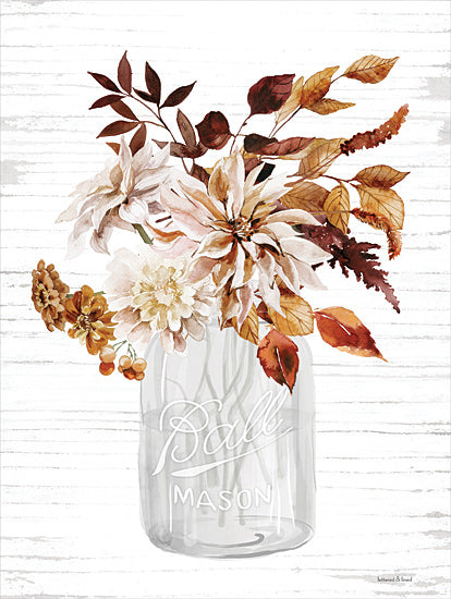lettered & lined LET266 - LET266 - Autumn Floral I - 12x16 Autumn Floral, Bouquet, Flowers, Autumn, Glass Jar, Ball Jar, Country, Fall Flowers, Wood Background from Penny Lane
