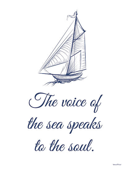 lettered & lined LET562 - LET562 - The Voice of the Sea - 12x16 The Voice of the Sea, Blue & White, Typography, Signs, Coastal from Penny Lane