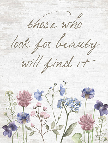 lettered & lined LET652 - LET652 - Look for Beauty - 12x16 Inspirational, Those Who Look for Beauty Will Find It, Typography, Signs, Flowers, Wildflowers, Spring from Penny Lane