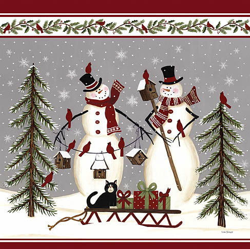 Linda Spivey LS1813 - LS1813 - Snowman Buddies - 12x12 Snowmen, Sled, Snow, Winter, Trees, Cardinals, Presents Holidays from Penny Lane