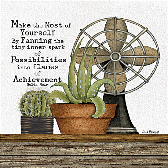 Linda Spivey LS1864 - LS1864 - Make the Most of Yourself - 12x12 Make the Most of Yourself, Cactus, Still Life, Fan, Vintage, Quotes, Motivational, Office, Typography, Signs from Penny Lane