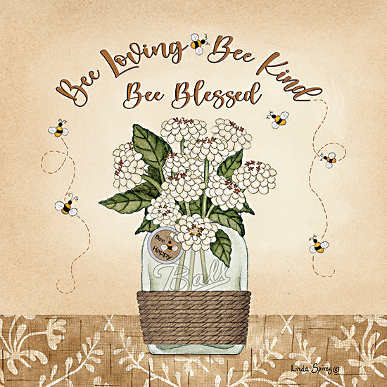Linda Spivey LS1875 - LS1875 - Bee Loving, Bee Kind, Bee Blessed - 12x12 Be Loving, Be Kind, Be Blessed, Ball Jar, Country, Flowers, Bees, Typography, Signs from Penny Lane