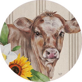 Lux + Me Designs LUX861RP - LUX861RP - Beauford with Flowers - 18x18 Cow, Flowers, Portrait, Animal, Farm Animal, Linen Tea Towel, Country from Penny Lane