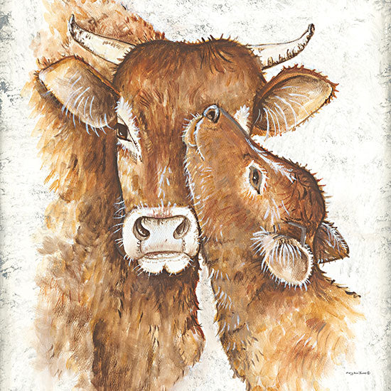 Mary Ann June MARY574 - MARY574 - Mama & Baby Calf - 12x12 Cows, Mother, Calf, Baby Cow, Farm Animals, Farmhouse/Country from Penny Lane