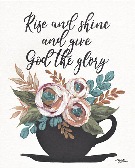 Michele Norman MN225 - MN225 - Rise and Shine - 12x16 Signs, Typography, Coffee Cup, Flowers, Bouquet, Rise and Shine from Penny Lane