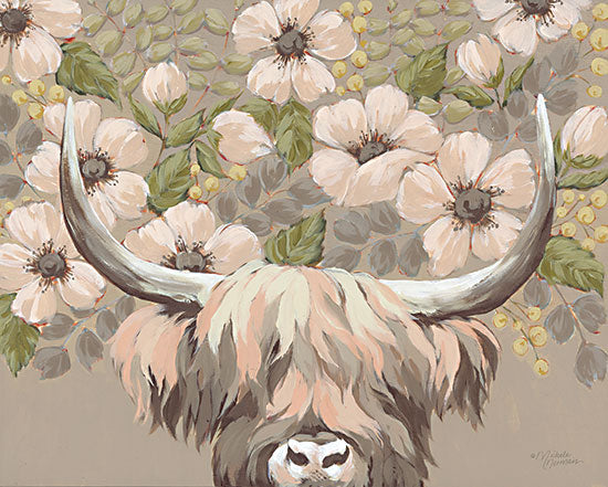 Michele Norman MN324 - MN324 - The Highland Highness - 16x12 Cow, Highland Cow, Flowers, Whimsical from Penny Lane