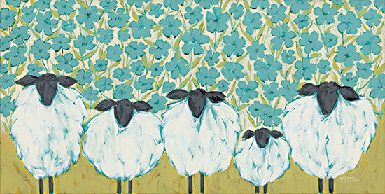 Michele Norman  MN364 - MN364 - Floral Flock I     - 20x10 Still Life, Sheep, Flowers, Abstract, Green Flowers, Floral Flock, Farmhouse/Country, Spring from Penny Lane