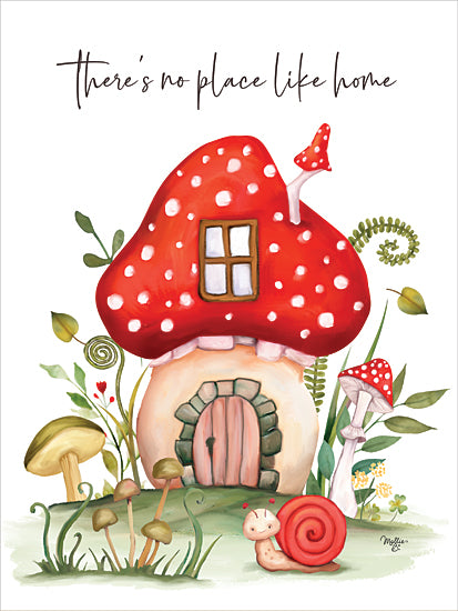 Mollie B. MOL2498 - MOL2498 - Mushroom Home - 12x16 Nature, Mushrooms, Snail, There's No Place Like Home, Inspirational, Typography, Signs, Textual Art, Whimsical, Spring from Penny Lane