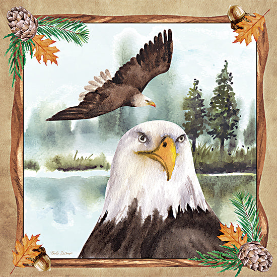 Nicole DeCamp ND181 - ND181 - The Great Bald Eagle - 12x12 Lodge, Eagles, Bald Eagle, Trees, Pinecones, Acorns, Border, Nature from Penny Lane