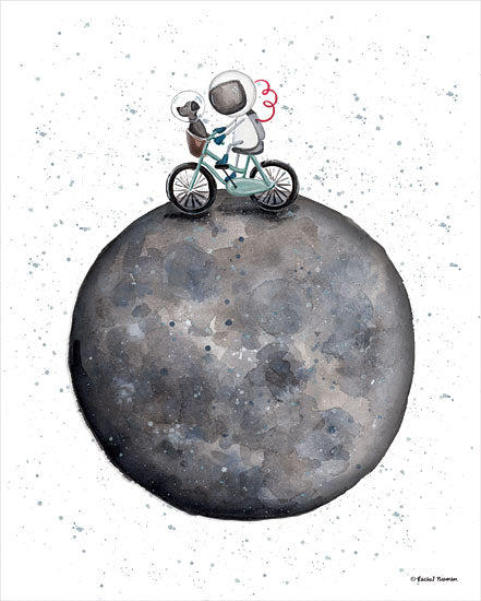 Rachel Nieman RN113 - RN113 - Bike on Moon - 12x16 Moon, Astronaut, Dog, Bicycle from Penny Lane