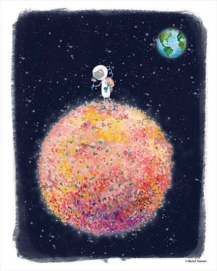 Rachel Nieman RN117 - RN117 - Stop and Smell the Moon - 12x16 Moon, Flowers, Astronaut, Earth, Space from Penny Lane