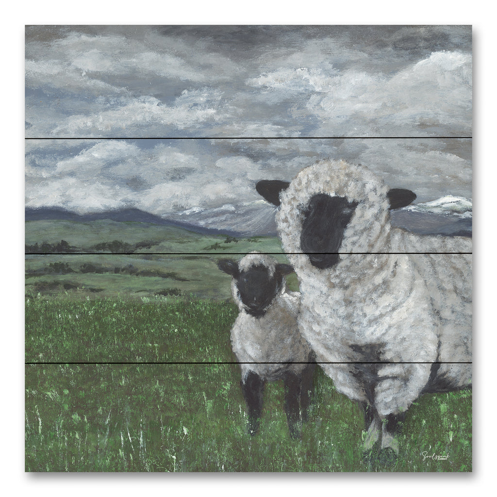 Soulspeak & Sawdust SAW113PAL - SAW113PAL - Scotland Spring - 12x12 Sheep, Lamb, Mother, Child, Landscape, Pastures, Animals, Spring, Spring from Penny Lane