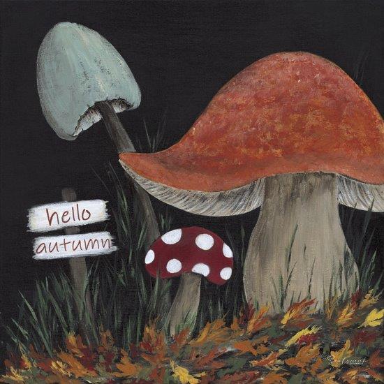 Soulspeak & Sawdust SAW138 - SAW138 - Hello Autumn Mushrooms - 12x12 Fall, Hello Autumn, Typography, Signs, Textual Art, Mushrooms, Leaves, Nature from Penny Lane