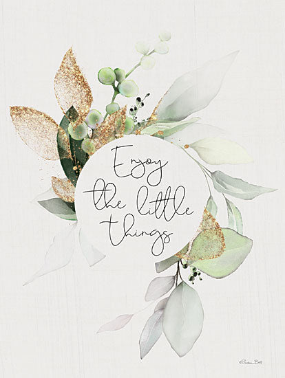 Susan Ball SB920 - SB920 - Enjoy the Little Things - 12x16 Inspirational, Enjoy the Little Things, Typography, Signs, Textual Art, Greenery, Green, Gold, Botanical, Motivational from Penny Lane