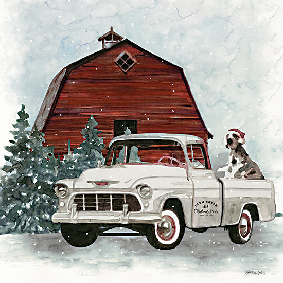 Stellar Design Studio SDS505 - SDS505 - Holiday Helper (Red Barn) - 12x12 Farm , Barn, Truck, Dog, Christmas Trees, Holidays, Christmas Tree Farm from Penny Lane