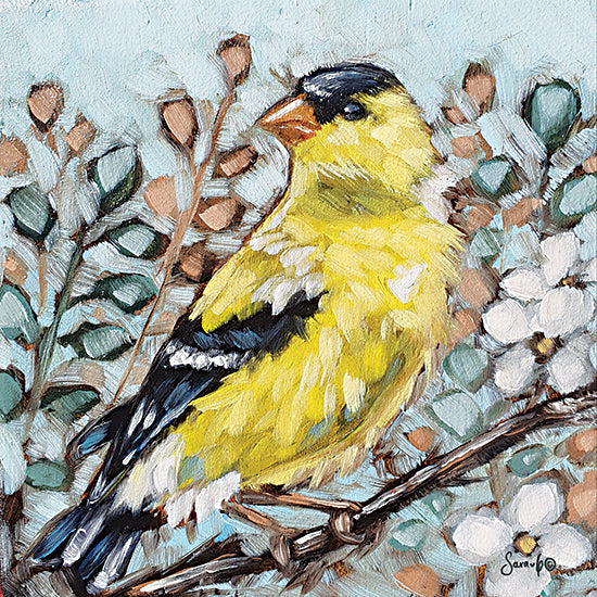 Sara G. Designs SGD142 - SGD142 - Lemon Blooms - 12x12 Bird, Flowering Tree, White Flowers, Spring, Yellow Bird, Brush Strokes, Greenery from Penny Lane