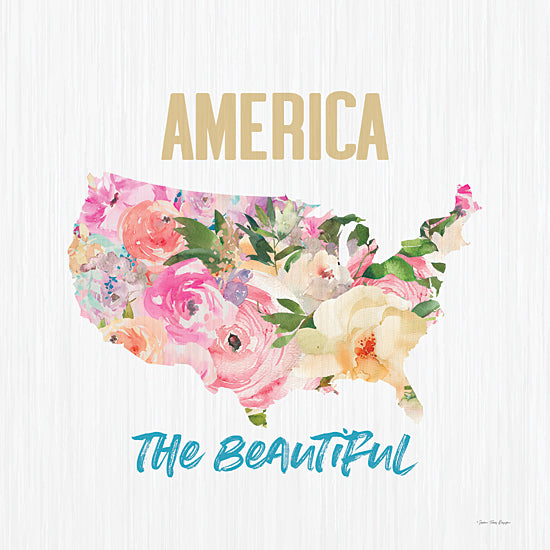 Seven Trees Design ST1024 - ST1024 - America the Beautiful - 12x12 Patriotic, America, United States, Continent, America the Beautiful, Typography, Signs, Textual Art, Flowers, Independence Day, Summer from Penny Lane