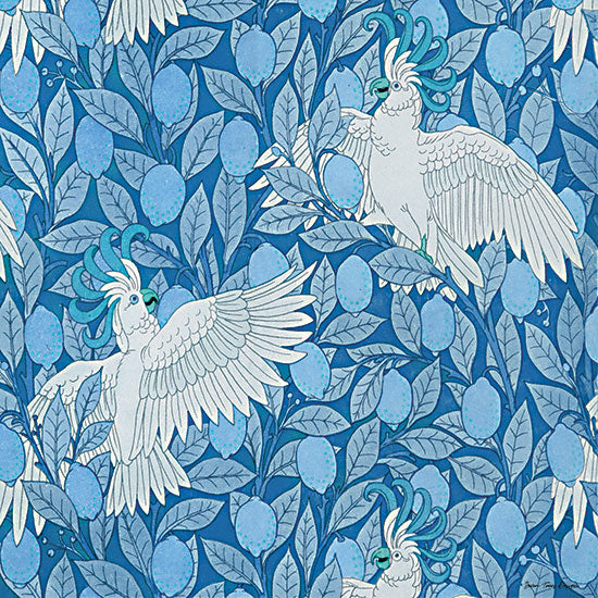 Seven Trees Design ST946 - ST946 - Parrots and Lemons - 12x12 Parrots, Birds, Lemons, Blue and White, Patterns from Penny Lane