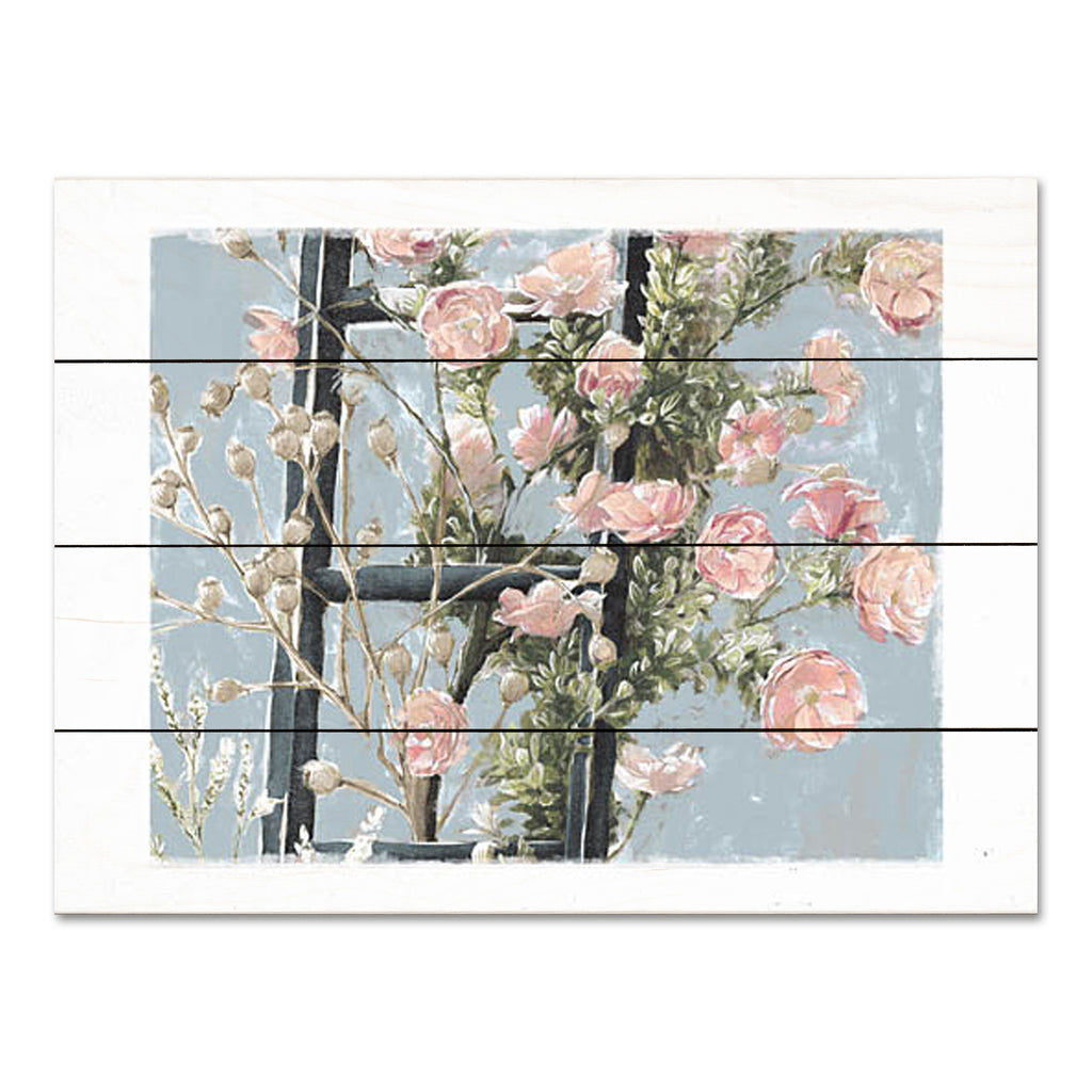 White Ladder WL188PAL - WL188PAL - Black Ladder - 16x12 Flowers, Pink Flowers, Ladder, Spring, Spring Flowers, Decorative from Penny Lane