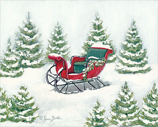 Sara Baker BAKE128 - BAKE128 - Tree Farm Sleigh - 16x12 Holidays, Sleigh, Snow, Winter, Christmas Trees, Christmas Tree Farm from Penny Lane