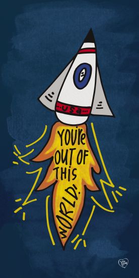 Erin Barrett FTL136 - You're Out of This World - 12x24 You're Out of This World, Rocket, Space, Kid's Art, Boys, Triptych from Penny Lane