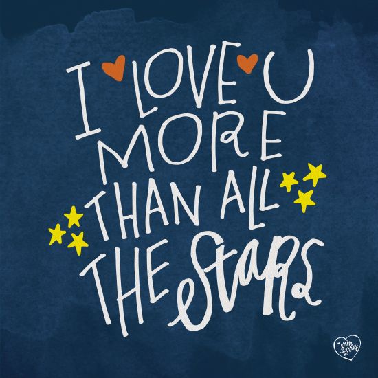 Erin Barrett FTL137 - I Love You More Than the Stars - 12x12 I Love You, Stars, Space, Kid's Art, Boys, Triptych from Penny Lane
