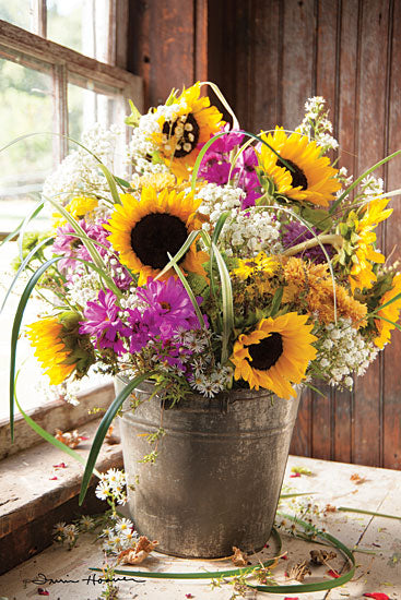 Irvin Hoover HOO107 - HOO107 - Wildflowers in Bucket - 12x18 Wildflowers, Autumn, Sunflowers, Galvanized Bucket from Penny Lane