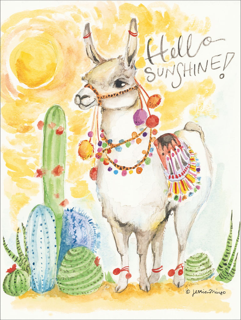 Jessica Mingo JM106 - JM106 - Hello Sunshine - 12x16 Llama, Cactus, Festive, Sunshine, Signs, Typography from Penny Lane
