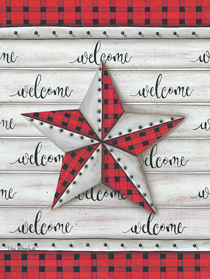 Lisa Kennedy KEN1045 - Plaid Welcome Barnstar - 12x16 Barn Stars, Welcome, Buffalo Plaid, Metal, Calligraphy, Country from Penny Lane