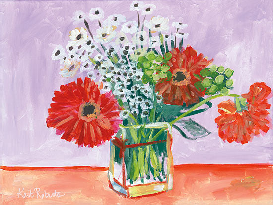 Kait Roberts KR101 - Flowers for Belle II - Flowers, Vase, Red, White, Abstract, Modern from Penny Lane Publishing