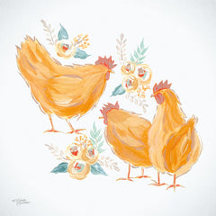 MN121 - Trio of Floral Roosters - 12x12